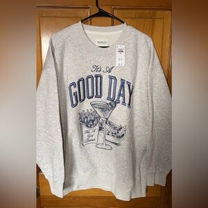 Abercrombie A&F Embroidered Oversized Crewneck Size Large "girl dinner"
